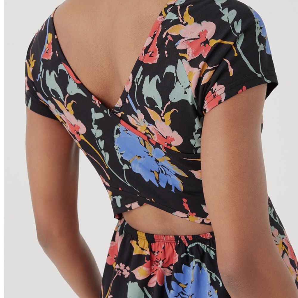 PACT fit and flare crossback maxi dress NWT Nightfall Blooms L